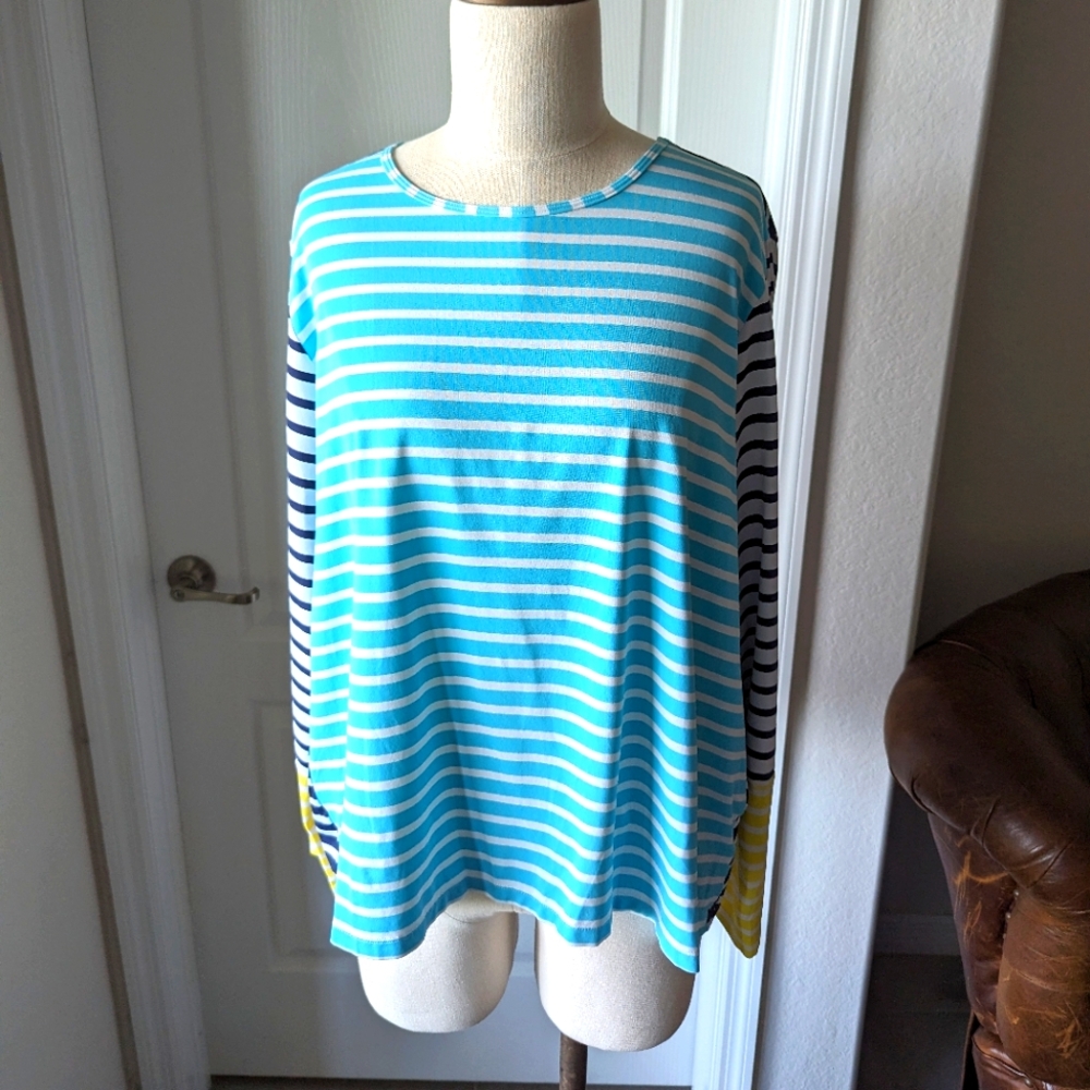 Land's End Long Sleeve Multi color Striped Top